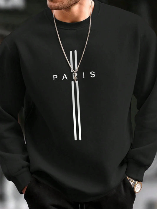 SXV  'paris’ Printed Cool Aesthetic Drop Shoulder Oversized Baggy Sweatshirt