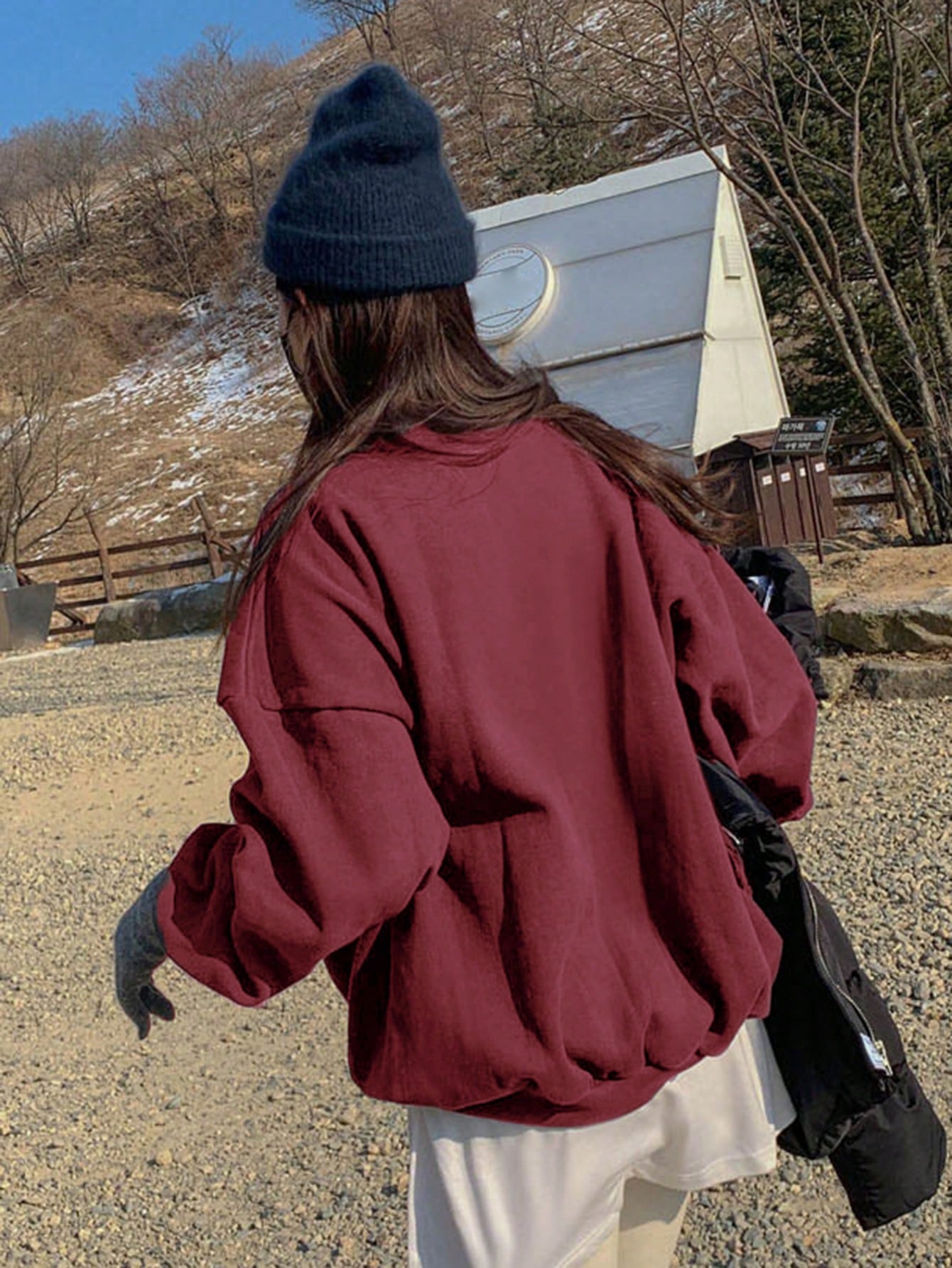 SXV Letter Graphic Drop Shoulder Oversized Pullover Sweatshirt