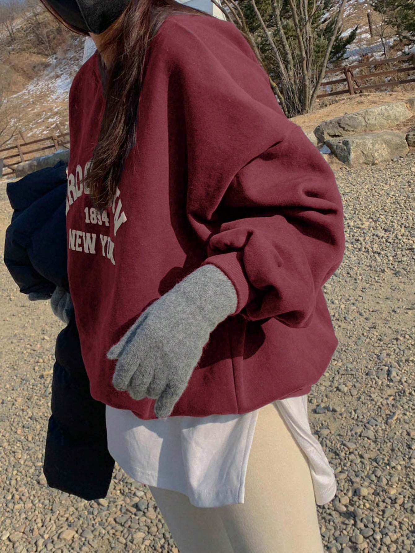 SXV Letter Graphic Drop Shoulder Oversized Pullover Sweatshirt