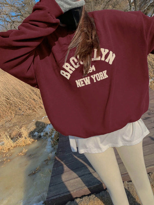 SXV Letter Graphic Drop Shoulder Oversized Pullover Sweatshirt