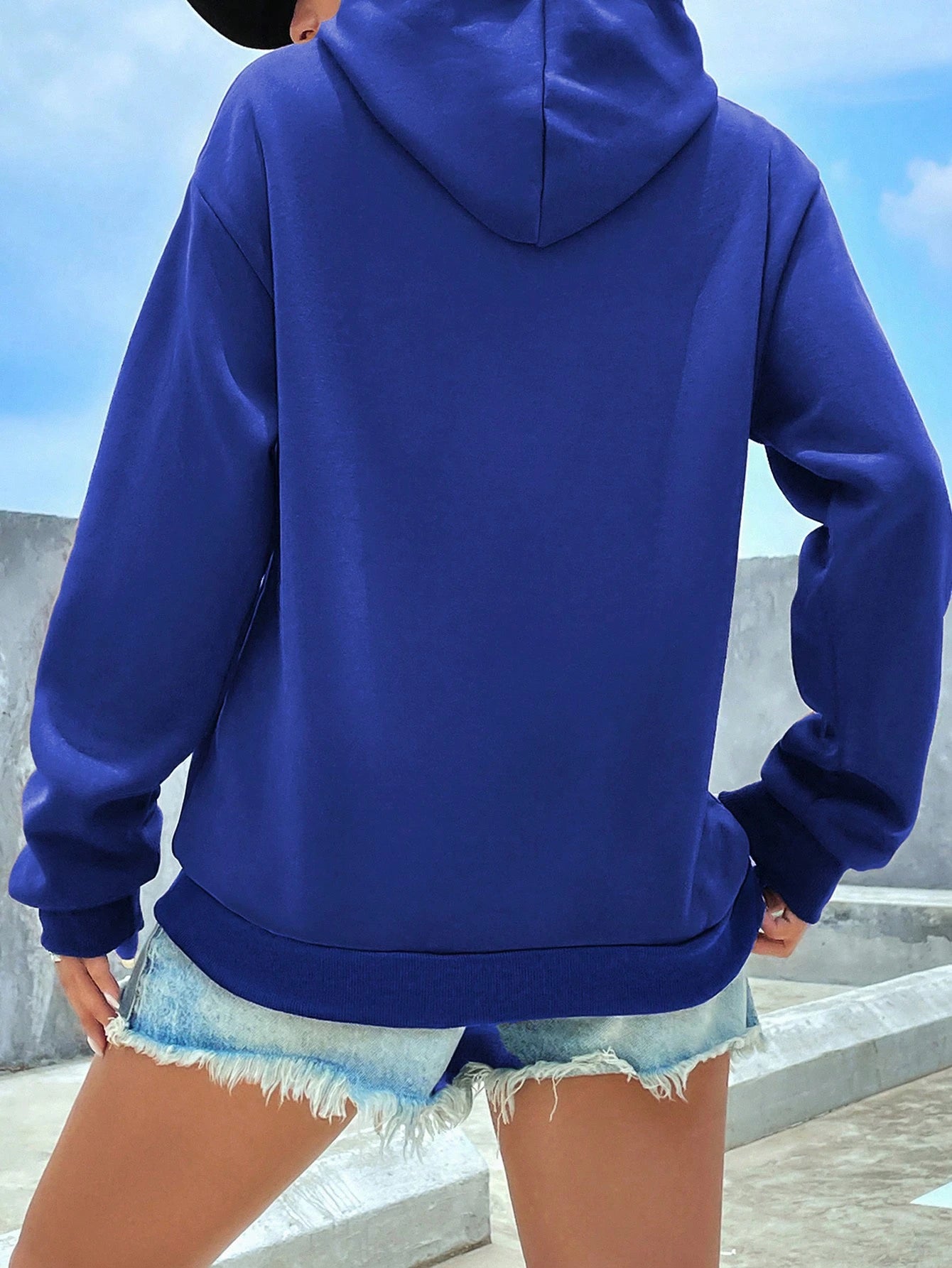 SXV Kangaroo Pocket Drop Shoulder Drawstring Thermal Hoodie