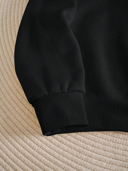 SXV etter Printed Round Neck Long Sleeve Casual Sweatshirt