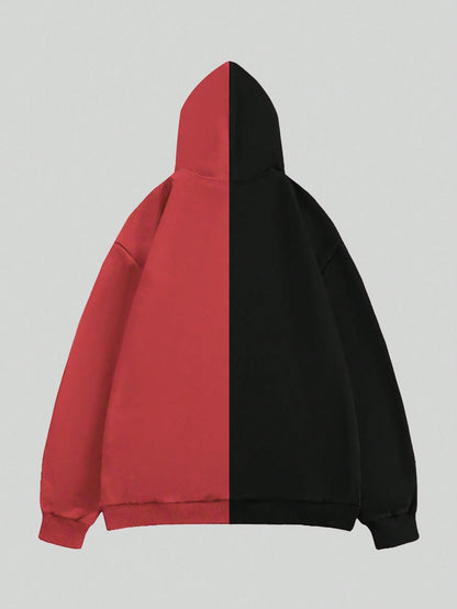SXV Letter & Spider Printed Zip Up Hoodie