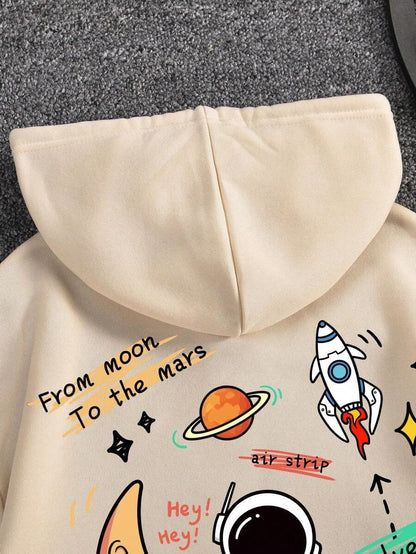 SXV  'SPACE TRAVEL’ Printed Cool Aesthetic Sweatshirt Hoodie