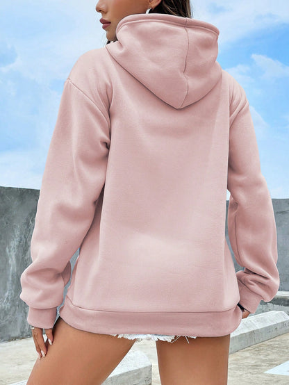 SXV Kangaroo Pocket Drop Shoulder Drawstring Thermal Hoodie
