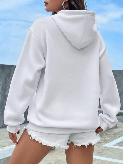 SXV Kangaroo Pocket Drop Shoulder Drawstring Thermal Hoodie