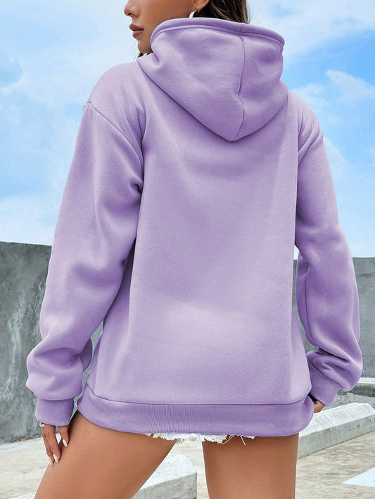 SXV Kangaroo Pocket Drop Shoulder Drawstring Thermal Hoodie