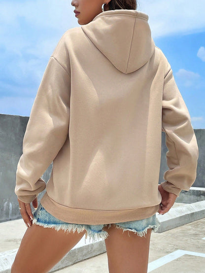 SXV Kangaroo Pocket Drop Shoulder Drawstring Thermal Hoodie