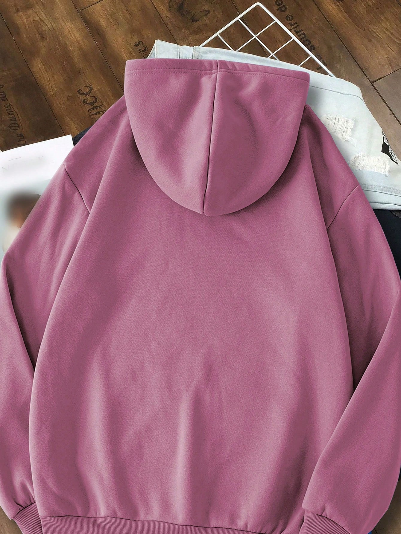 SXV Kangaroo Pocket Drop Shoulder Drawstring Thermal Hoodie