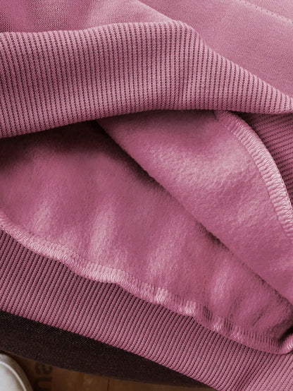 SXV Kangaroo Pocket Drop Shoulder Drawstring Thermal Hoodie