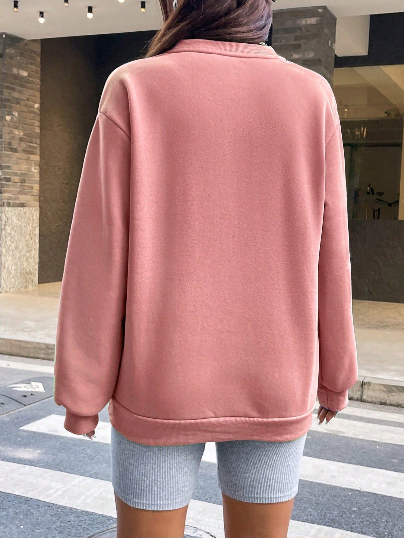 SXV DUSTY PINK PLAIN Cool Aesthetic Drop Shoulder Oversized Baggy Sweatshirt