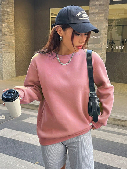 SXV DUSTY PINK PLAIN Cool Aesthetic Drop Shoulder Oversized Baggy Sweatshirt