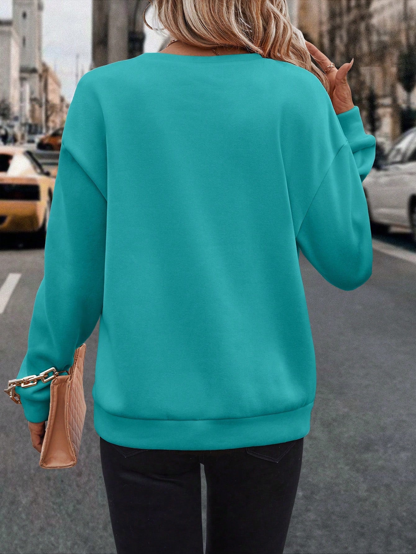 SXV  'never give up’ Printed Cool Aesthetic Drop Shoulder Oversized Baggy Sweatshirt