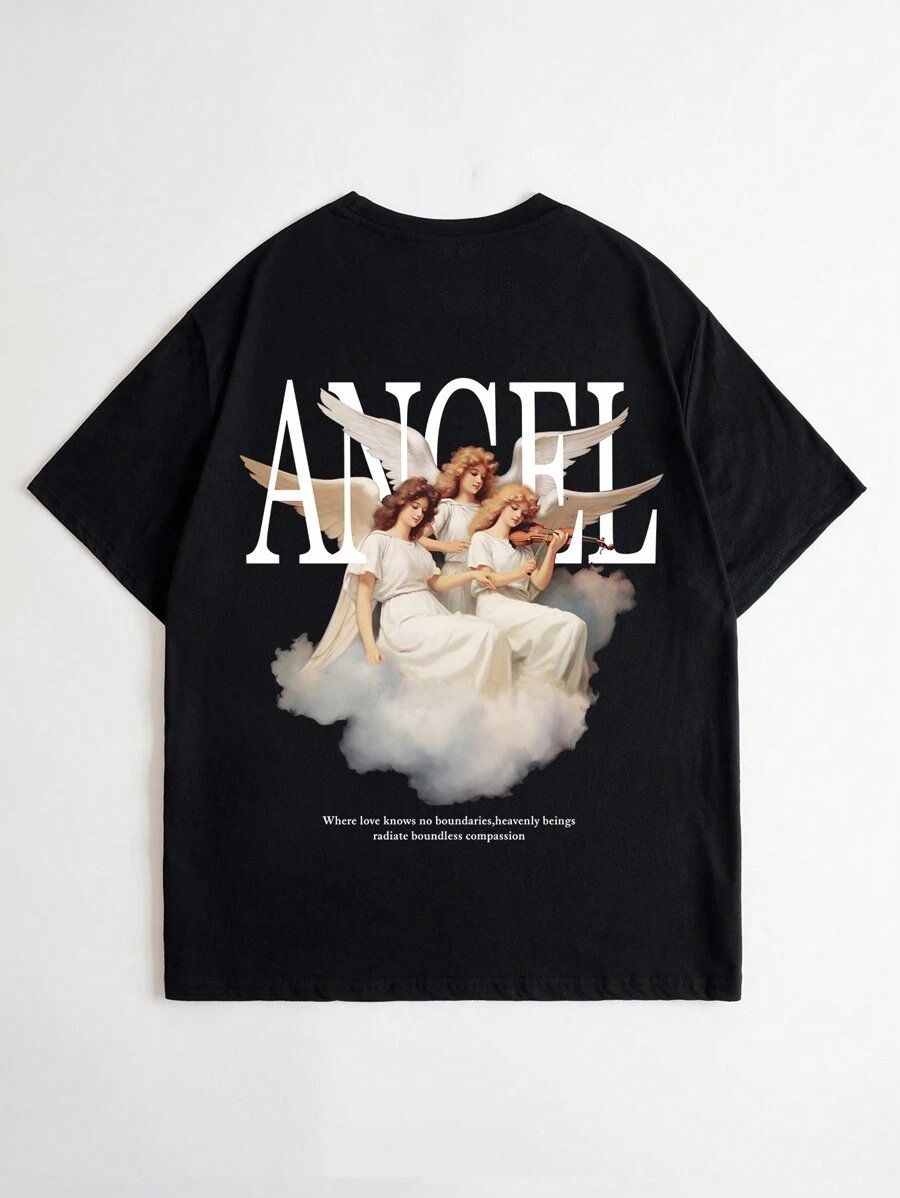 SXV  '3 ANGEL’ Printed Cool Aesthetic Oversized Baggy T-shirt