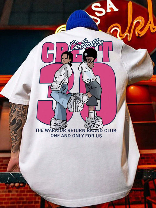 SXV  'CREAT 30’ Printed Cool Aesthetic Oversized Baggy T-shirt