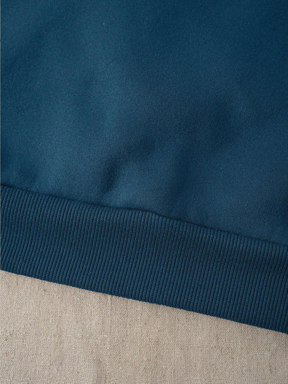 SXV Letter & Floral Print Thermal Pullover