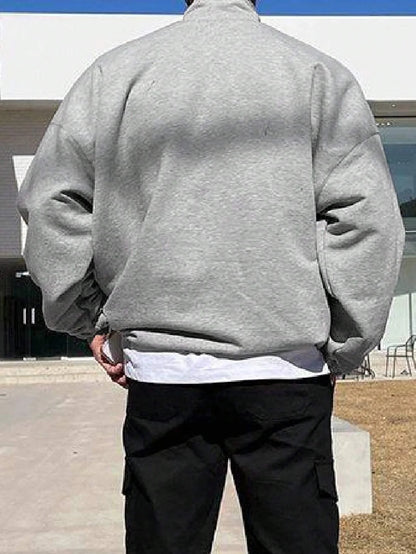 SXV STYLE Solid Plain Half Zipper Collared Sweatshirt for Men