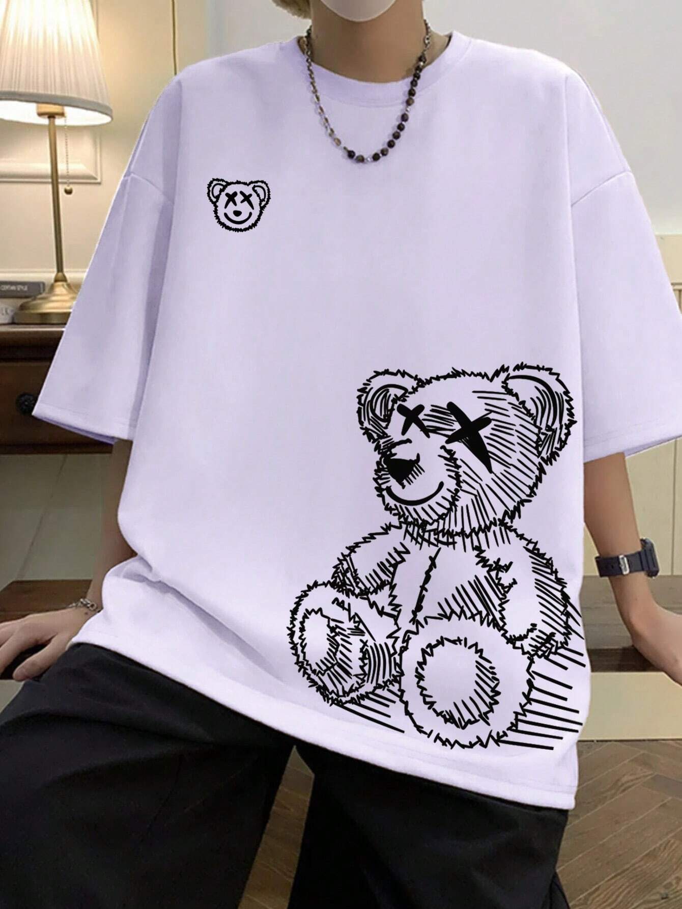 SXV  'TEDDY S’ kawaii Printed Cool Aesthetic Oversized Baggy T-shirt