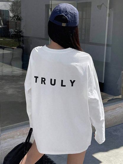 SXV 'TRULY’ Printed Cool Aesthetic Drop Shoulder Oversized Baggy T-shirt