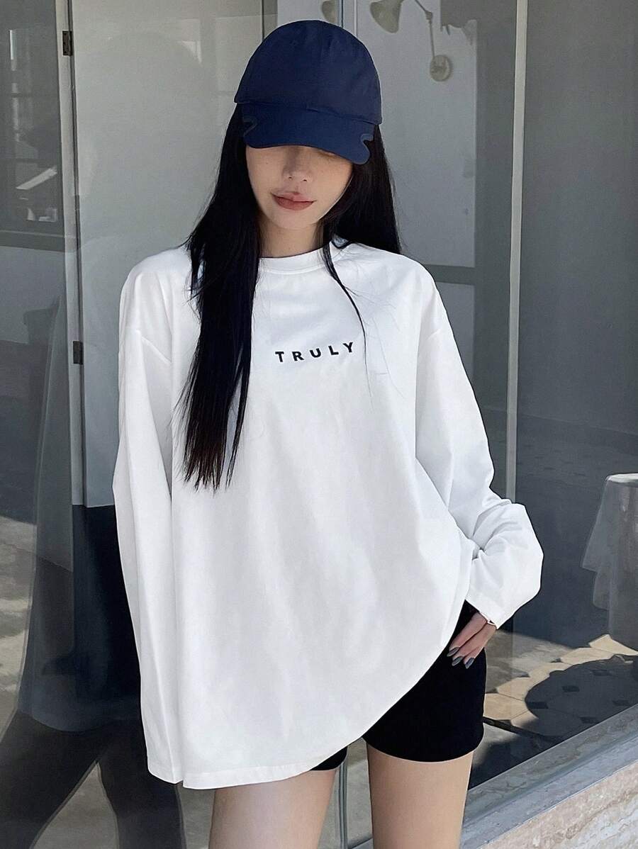 SXV 'TRULY’ Printed Cool Aesthetic Drop Shoulder Oversized Baggy T-shirt