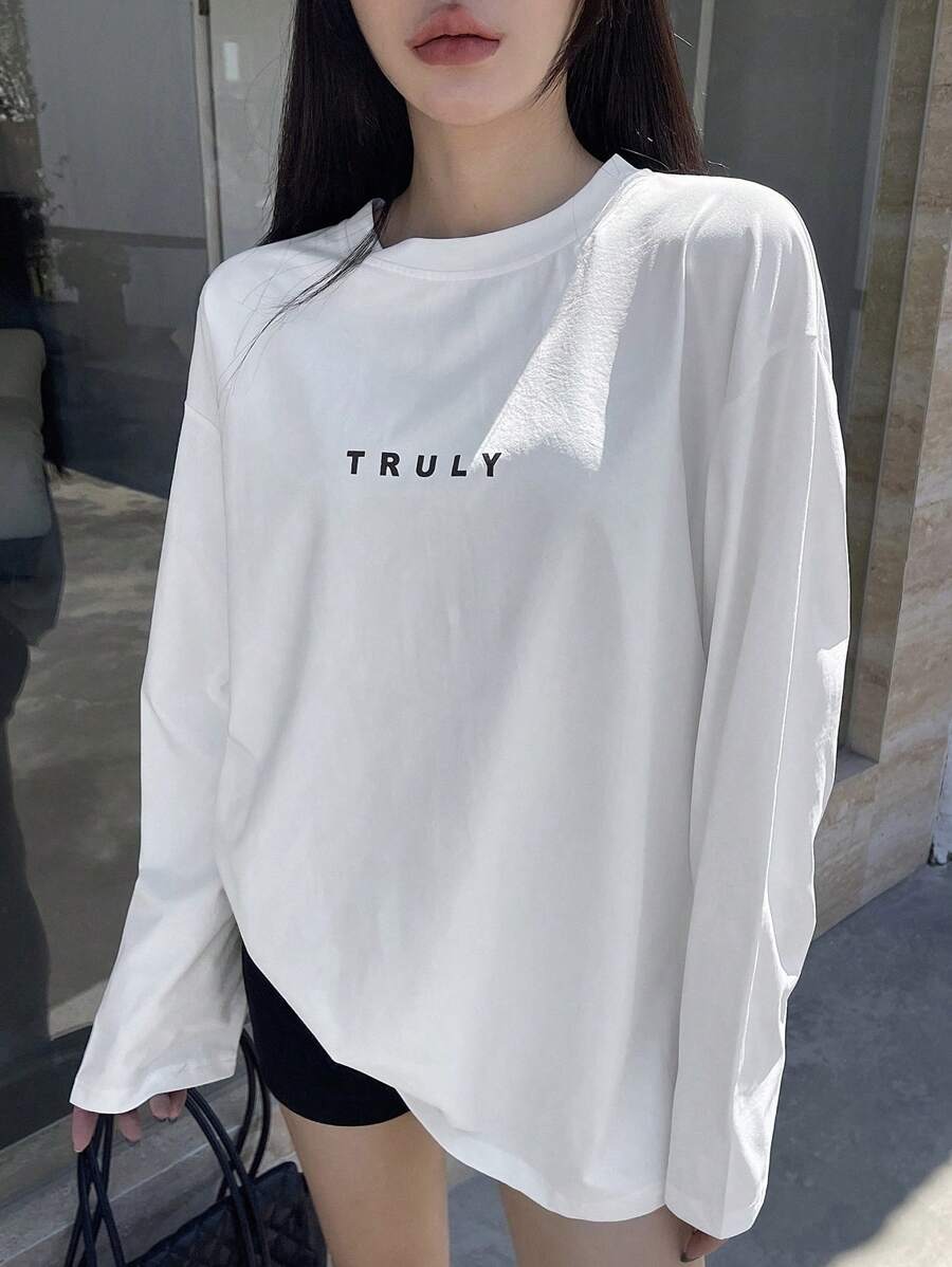 SXV 'TRULY’ Printed Cool Aesthetic Drop Shoulder Oversized Baggy T-shirt