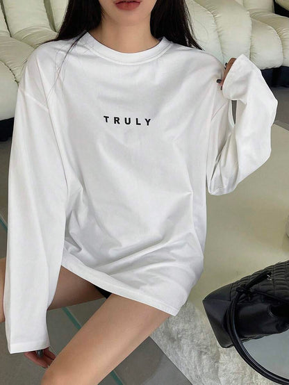 SXV 'TRULY’ Printed Cool Aesthetic Drop Shoulder Oversized Baggy T-shirt