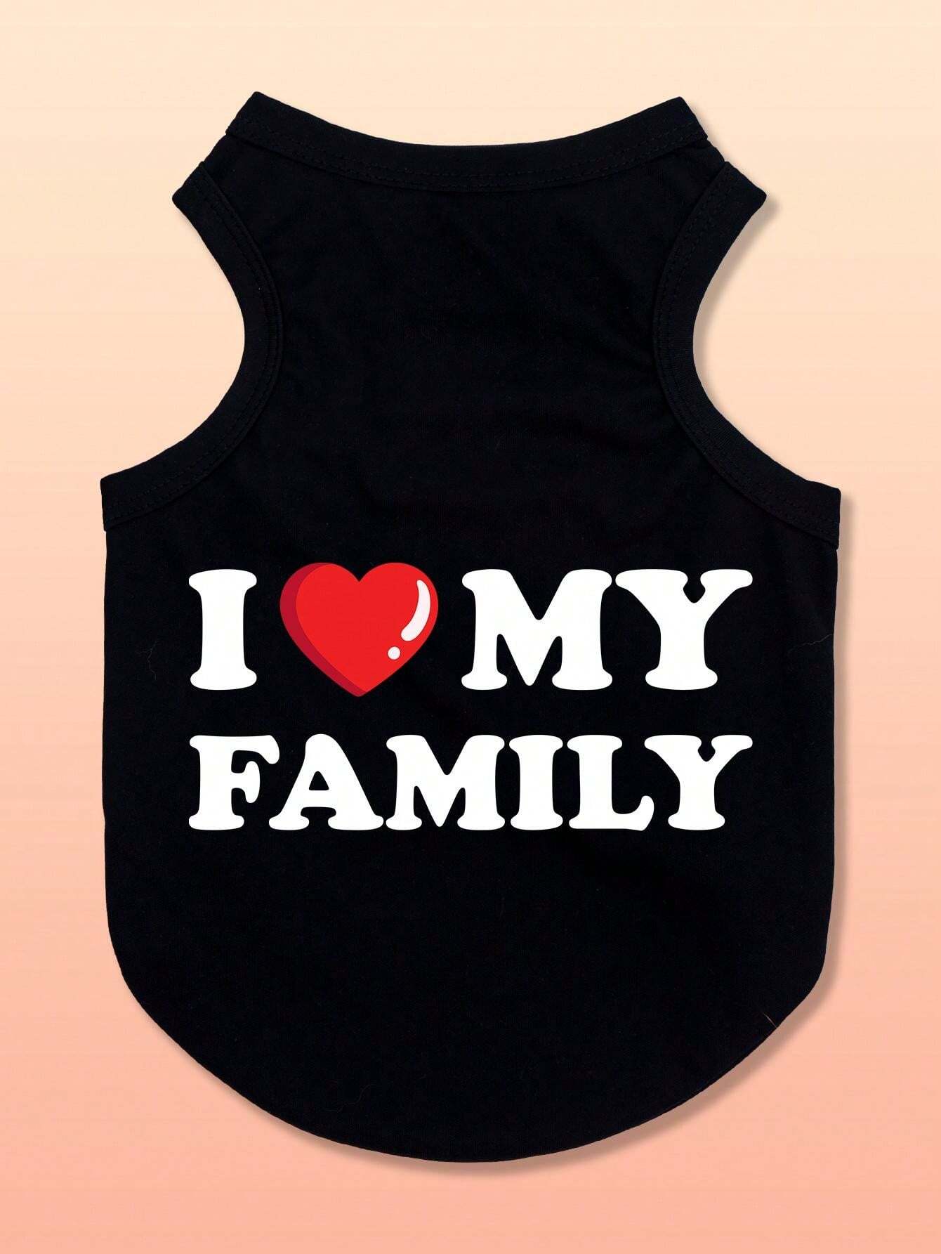 SXV 1pc I Love My Family Printed Flea-Repellent, Anti-Shedding, Heat-Insulated, Breathable Vest, Suitable For Cats And Dogs Indoor And Outdoor Use