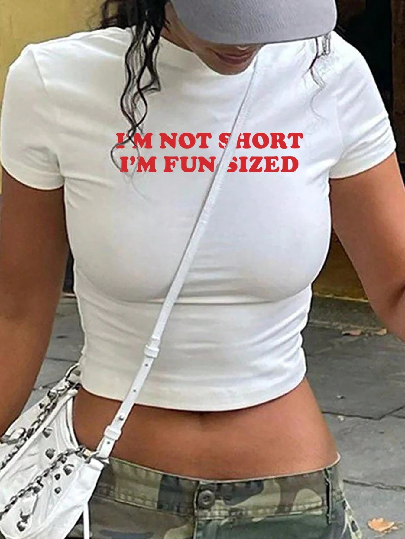 SXV Women's Slim-Fit Cropped T-Shirt With Slogan Print, Summer I'M NOT SHORT I'M FUN SIZED Graphic Tees Women Tops