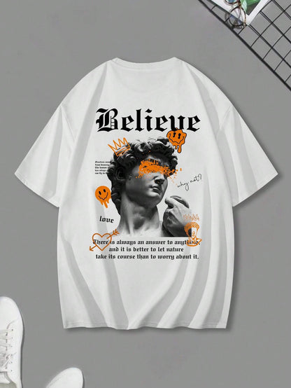 SXV  'believe’ Printed Cool Aesthetic Oversized Baggy T-shirt