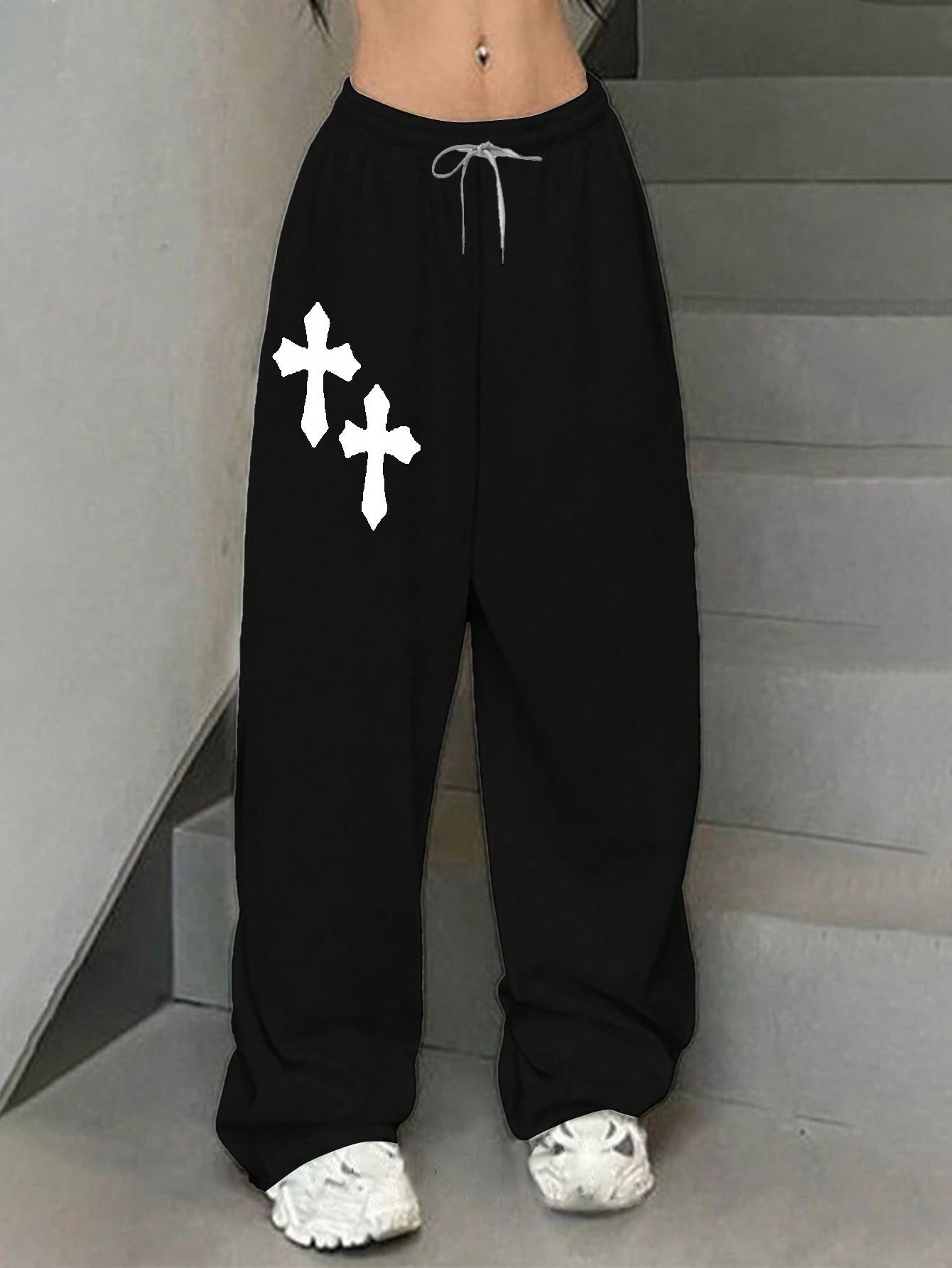 SXV Women Simple Jesus cross Printed Casual Sweatpants