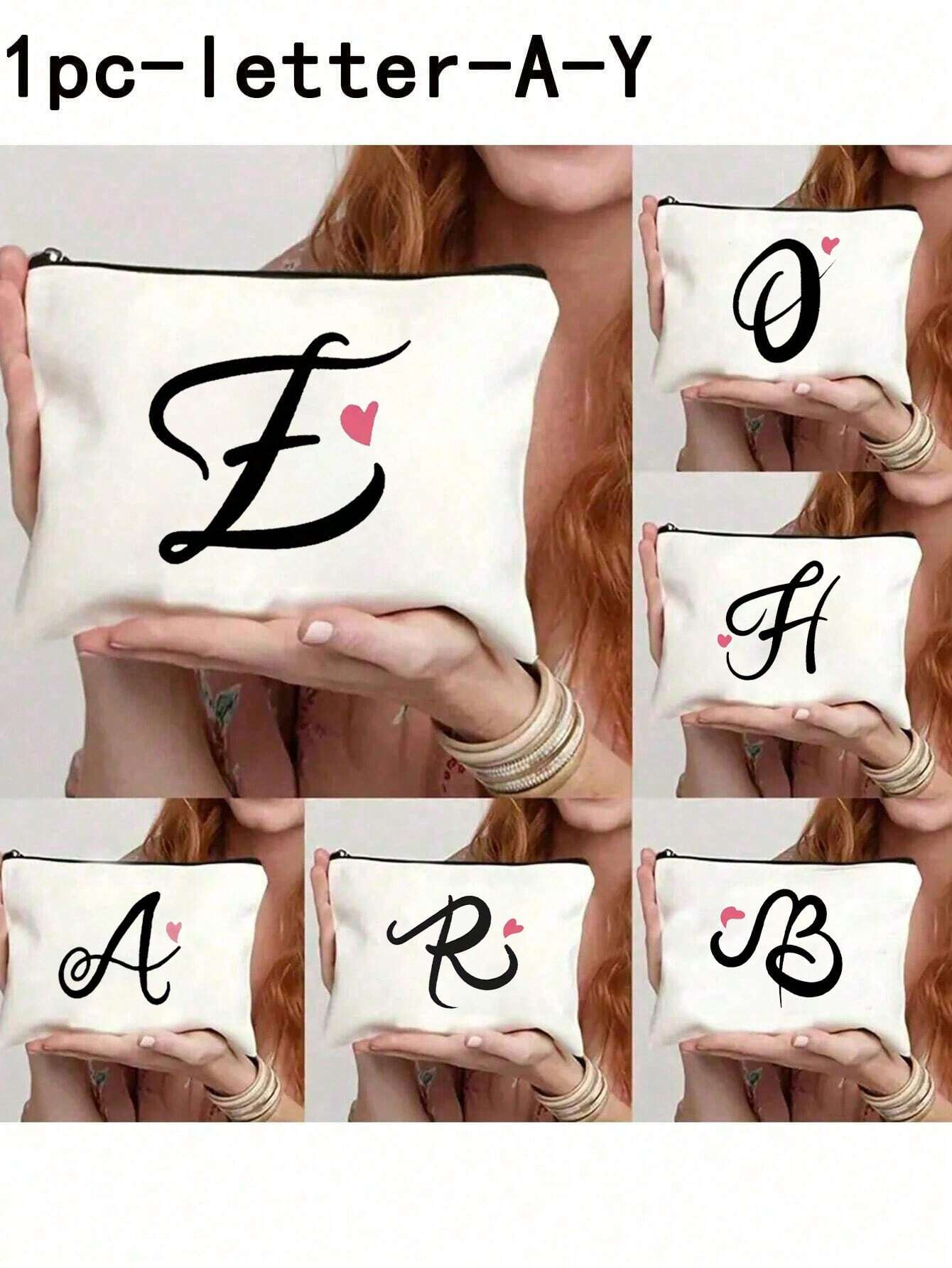 SXV Gift Heart Letter Pattern Toiletry Organizer Pouch Wedding Party Wash Bag,Portable Carry-On Storage Bag