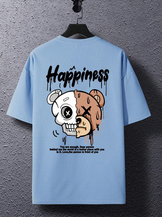 SXV  'Happiness’ Printed Cool Aesthetic Oversized Baggy T-shirt