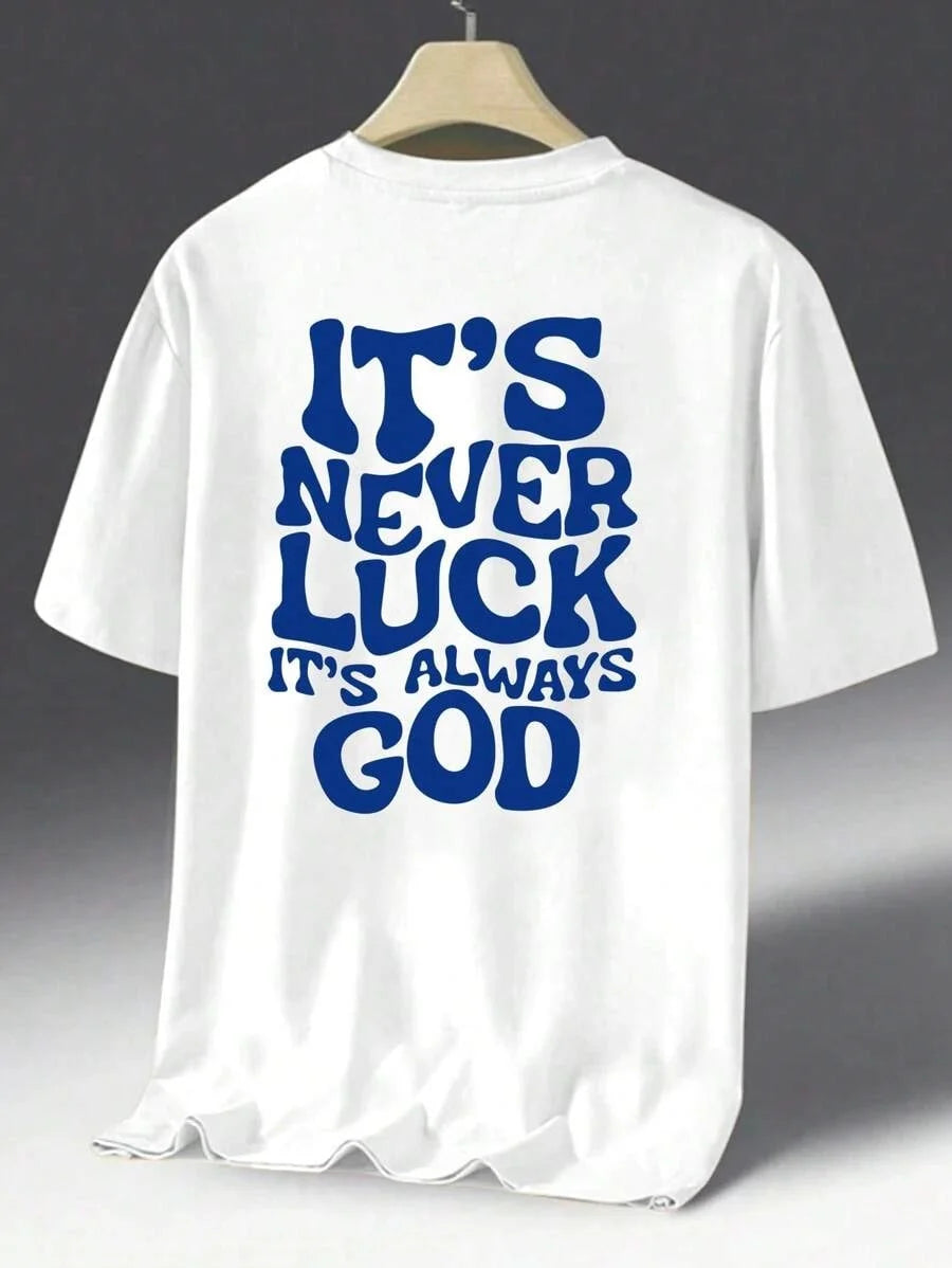 SXV  'Its never luck its always god’ Printed Cool Aesthetic Oversized Baggy T-shirt