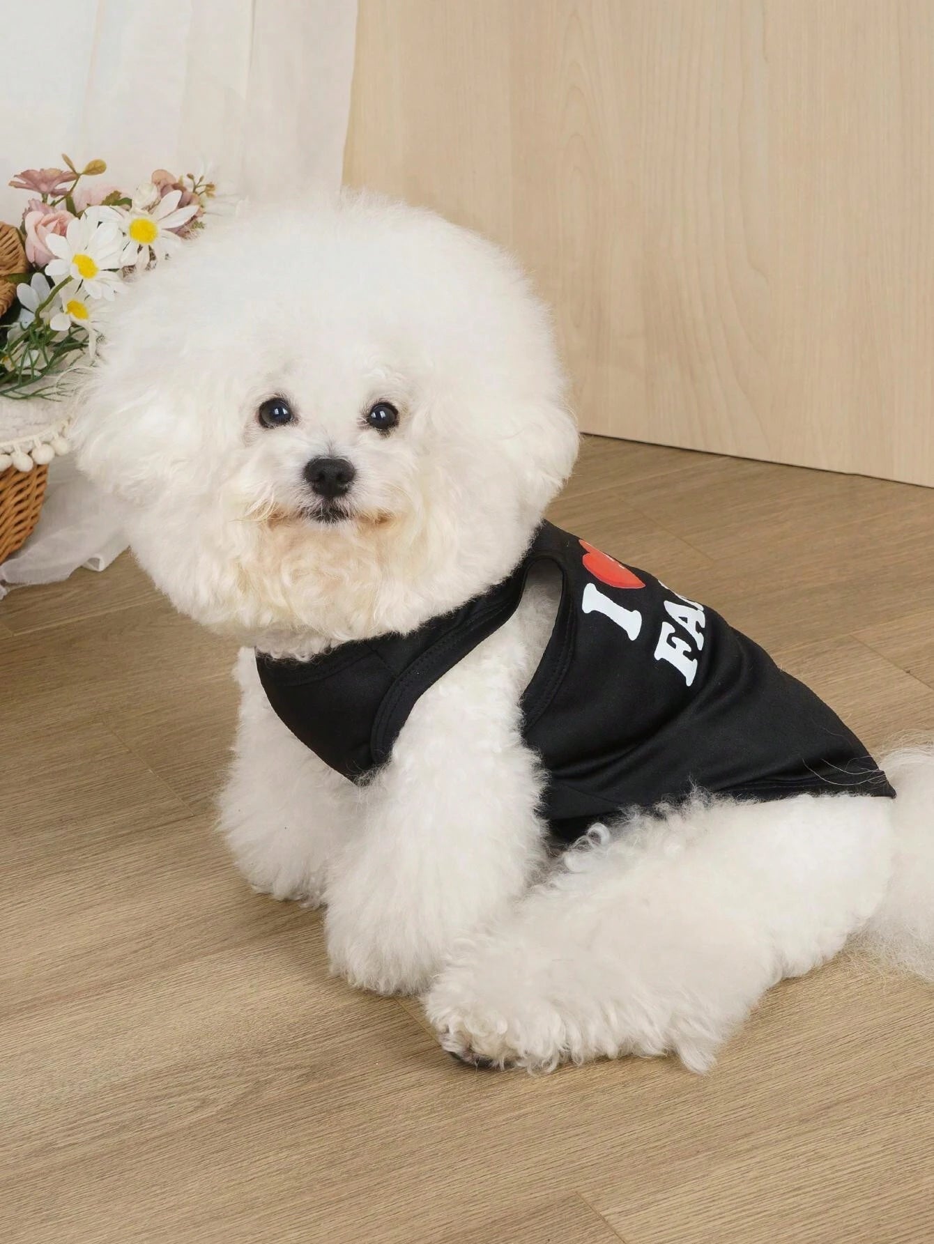 SXV 1pc I Love My Family Printed Flea-Repellent, Anti-Shedding, Heat-Insulated, Breathable Vest, Suitable For Cats And Dogs Indoor And Outdoor Use