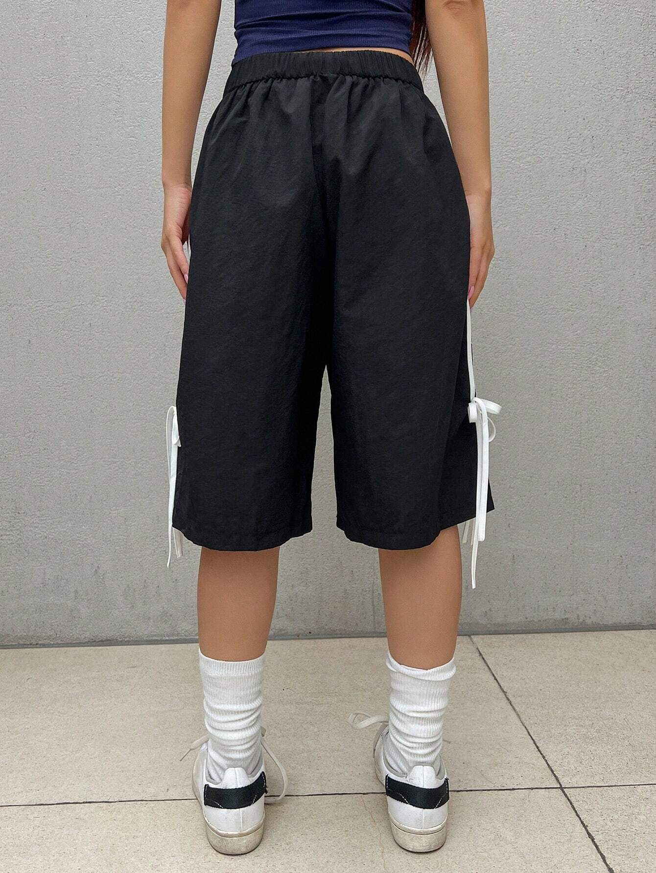 SXV Women Fashionable Summer Striped Bowknot Shorts For Casual Occasions