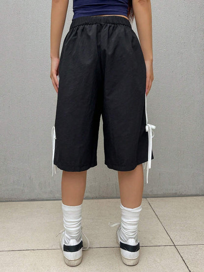 SXV Women Fashionable Summer Striped Bowknot Shorts For Casual Occasions