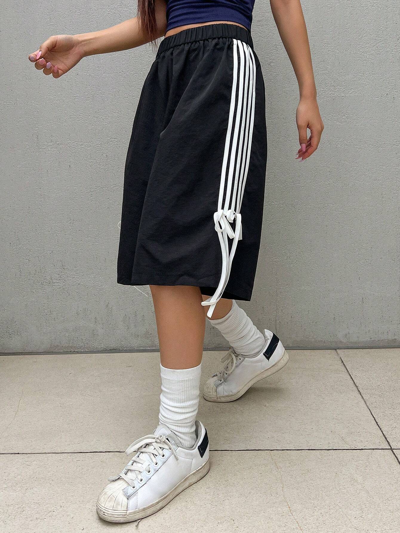 SXV Women Fashionable Summer Striped Bowknot Shorts For Casual Occasions