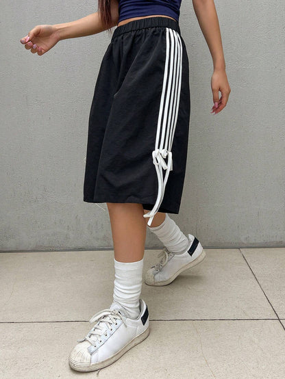 SXV Women Fashionable Summer Striped Bowknot Shorts For Casual Occasions