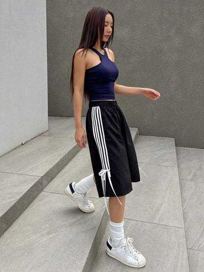 SXV Women Fashionable Summer Striped Bowknot Shorts For Casual Occasions