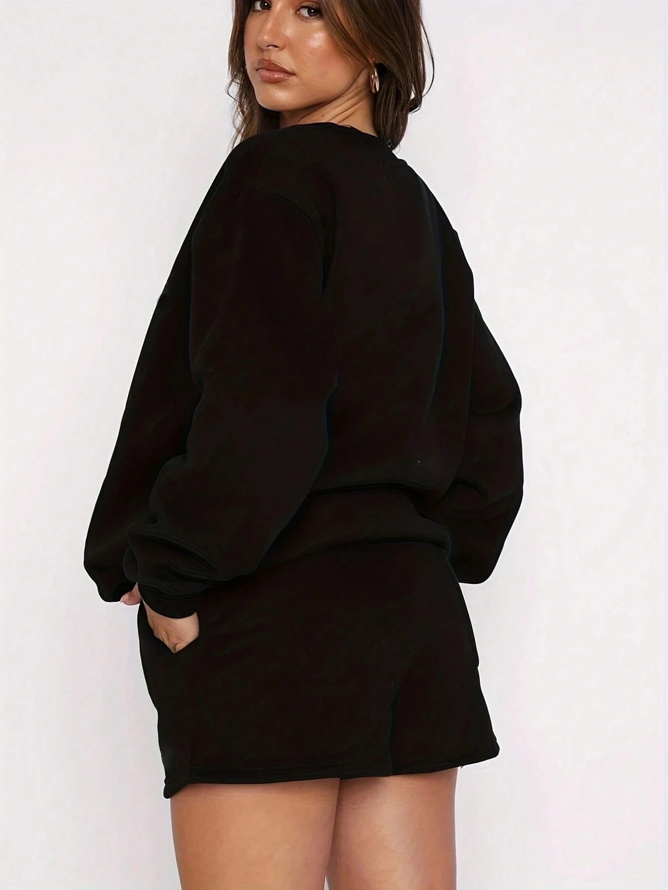 SXV Women's Solid Color Simple Daily Short-Sleeve Top And Shorts Set