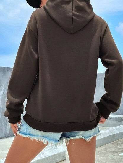 SXV Kangaroo Pocket Drop Shoulder Drawstring Thermal Hoodie