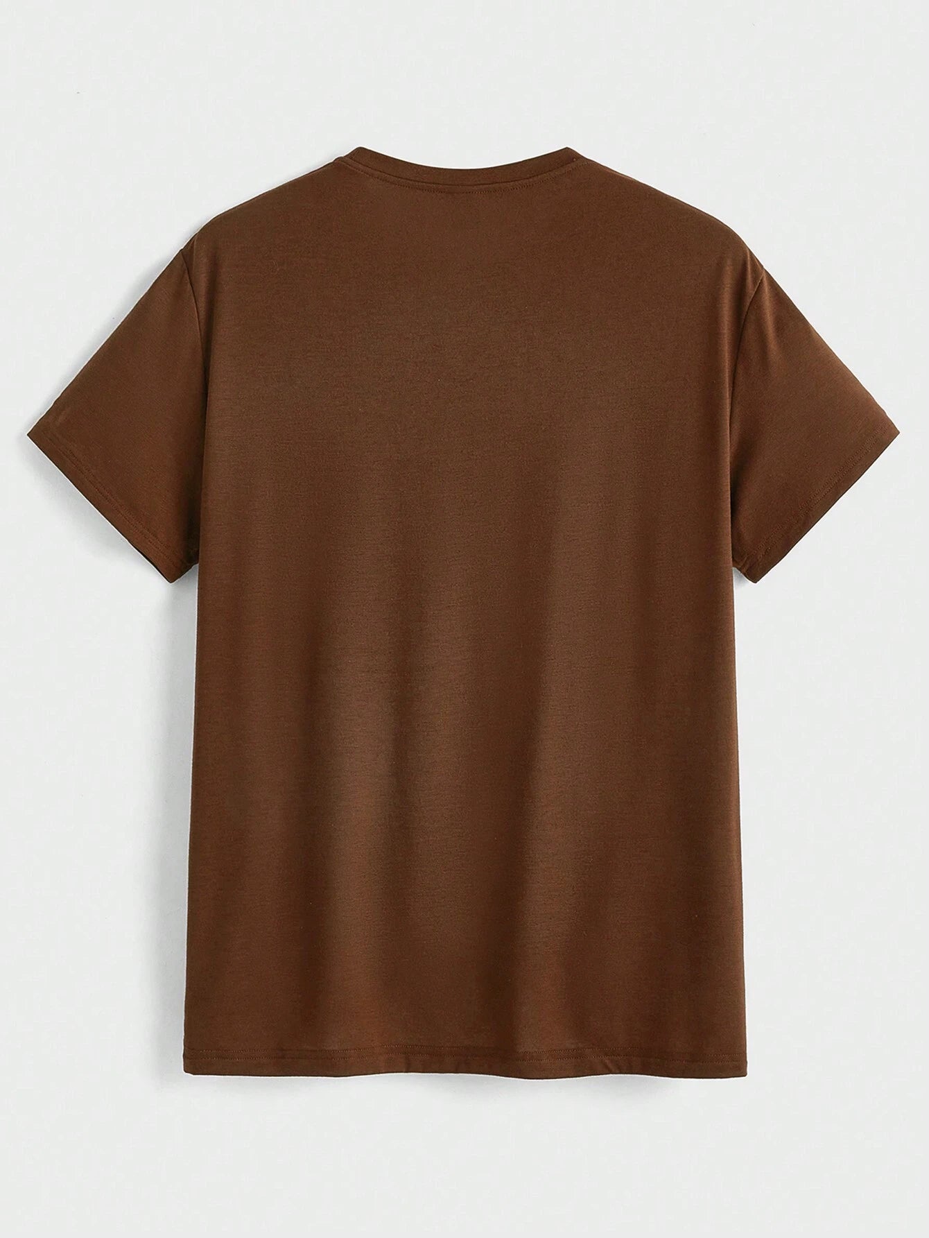 SXV HODY Letter Print Round Neck Short Sleeve T-Shirt, Coffee Color
