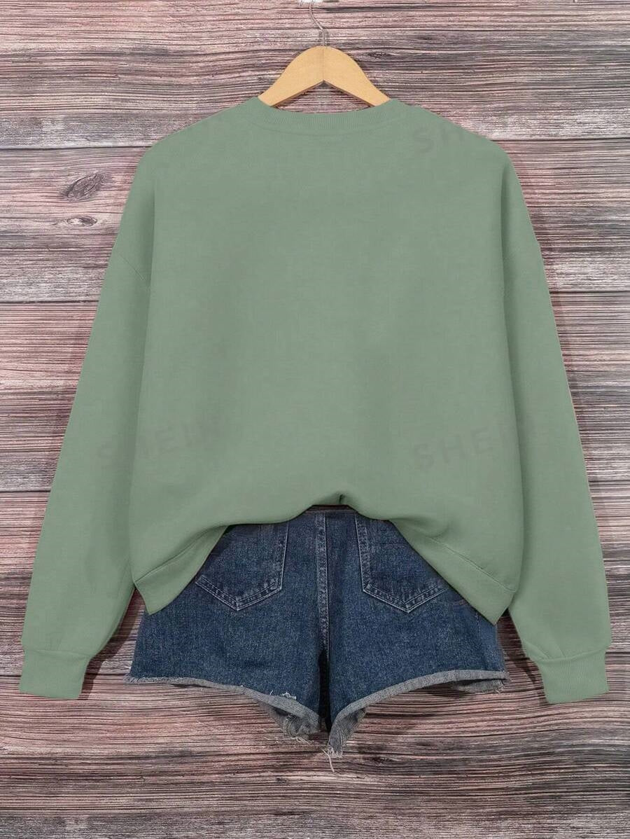 SXV 'worship’ Printed Cool Aesthetic Drop Shoulder Oversized Baggy Sweatshirt