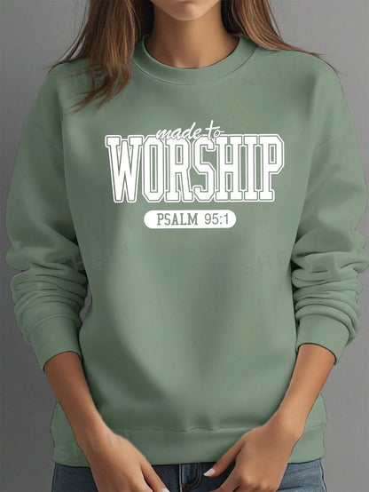 SXV 'worship’ Printed Cool Aesthetic Drop Shoulder Oversized Baggy Sweatshirt