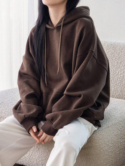 SXV Big Pocket Drop Shoulder Drawstring Hoodie,Long Sleeve Tops Old Money Style,Fall Women Clothes Sweatshirt