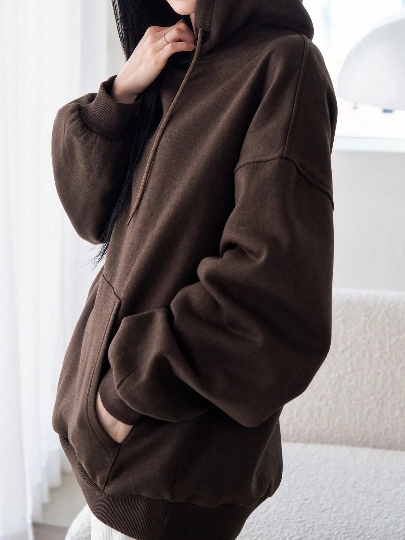 SXV Big Pocket Drop Shoulder Drawstring Hoodie,Long Sleeve Tops Old Money Style,Fall Women Clothes Sweatshirt