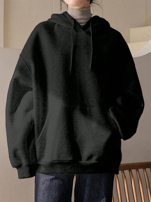 SXV Big Pocket Drop Shoulder Drawstring Hoodie,Long Sleeve Tops Old Money Style,Fall Women Clothes Sweatshirt