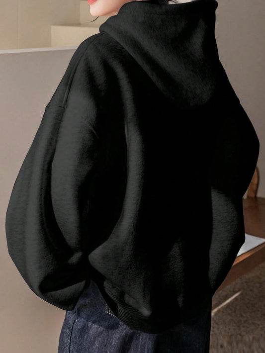 SXV Big Pocket Drop Shoulder Drawstring Hoodie,Long Sleeve Tops Old Money Style,Fall Women Clothes Sweatshirt