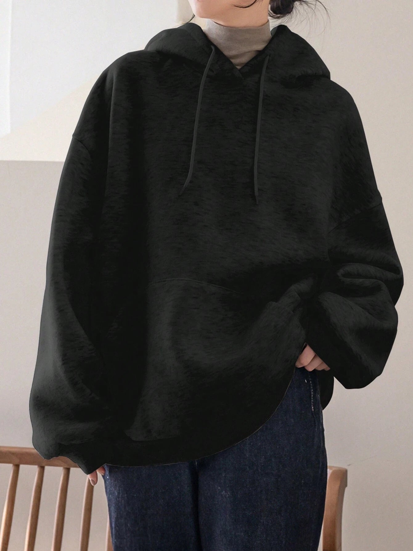 SXV Big Pocket Drop Shoulder Drawstring Hoodie,Long Sleeve Tops Old Money Style,Fall Women Clothes Sweatshirt