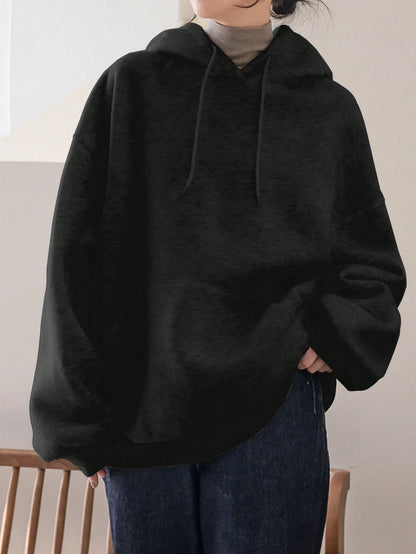 SXV Big Pocket Drop Shoulder Drawstring Hoodie,Long Sleeve Tops Old Money Style,Fall Women Clothes Sweatshirt